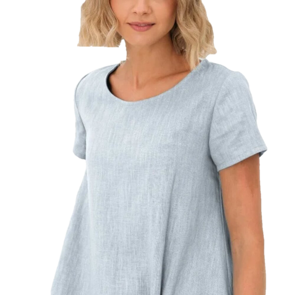 French Curve Linen Blue Dress Size L